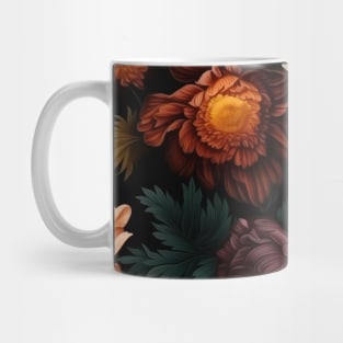 Dutch Nocturne: Luminous Floral Pastoral on Black Canvas Mug